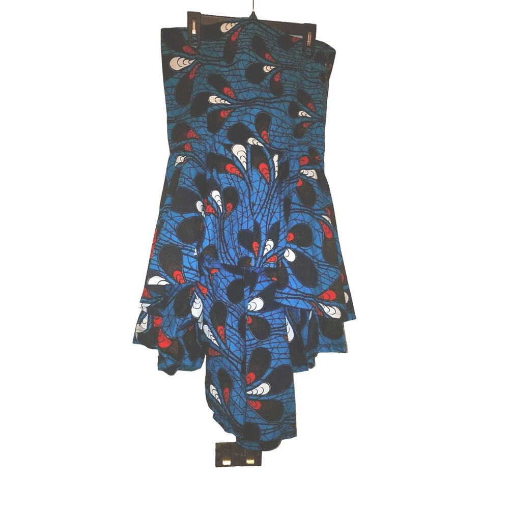 ANKARA Patterned Top Womens M High/low Strapless Sophisticated tribal Handmade